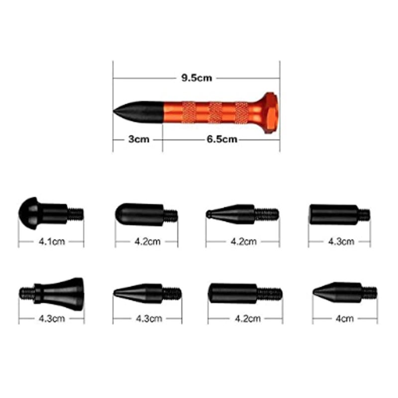 HiYi 10Pcs Dent Repair Tool Kits Paintless Dent Removal Tap Down Tools Dent Rubber Hammer with 9 Different Shaped Hammer Heads for DIY dent Repair on Cars - Image 1